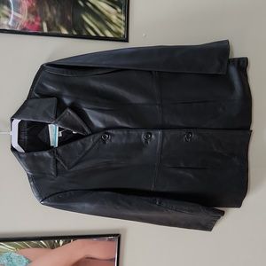 Women's Valerie Stevens Black Leather Coat Size Medium